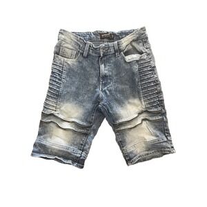 Southpole Mens Designer Denim Jean Shorts 30 SLIM ZIPPER TRIM White Label UNIQUE